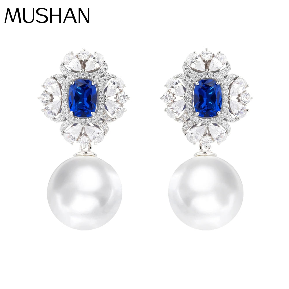 MUSHAN Jewelry Factory S925 Sterling Silver Stud Earrings High End Electroplated Gold High Carbon Diamond Jewelry