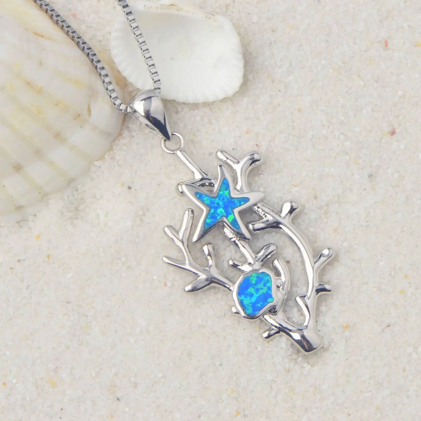TikTok Ins Trendy Blue Sea Cucumber Pendant Necklace-Copper Opal Inlaid Sweater Chain Link Chain Fashion Jewelry Wholesale
