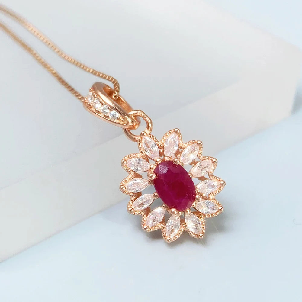 Gioiellieri Ruby Pendant with Natural Red Gemstone for Women 925 Sterling Silver July Birthstone Fine Jewelry Romantic Anniversary Gift