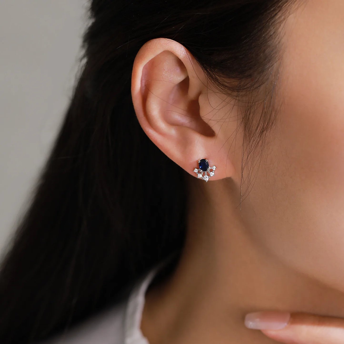 Fashionable 925 Sterling Silver Temperament Sunflower Earring Necklace Minimalist Retro Blue Jewelry Set Gift Set