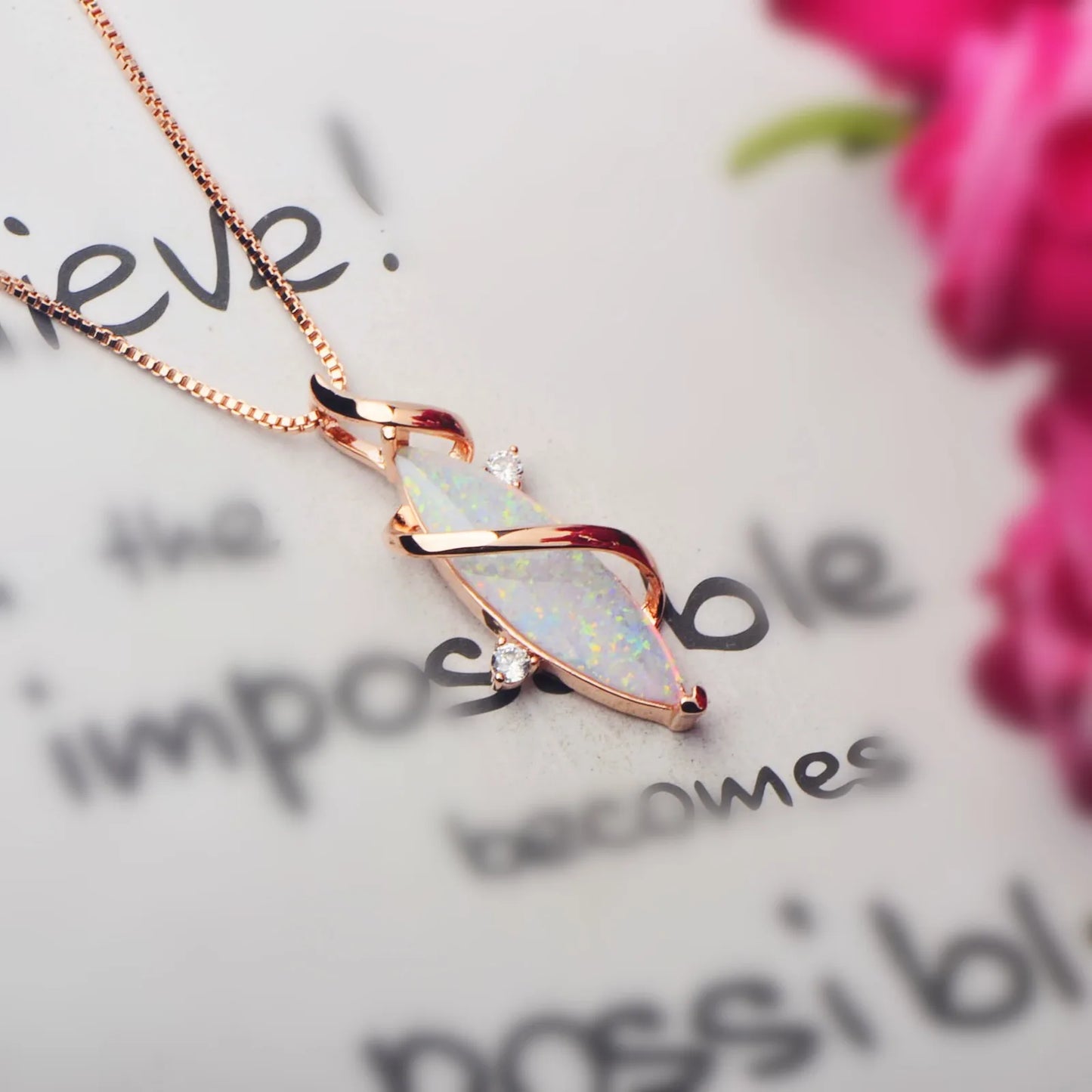 Hawaii Beach Sharp Women's Lab Created Opal Silver Plated Copper Alloy Box Chain Necklace for Anniversary