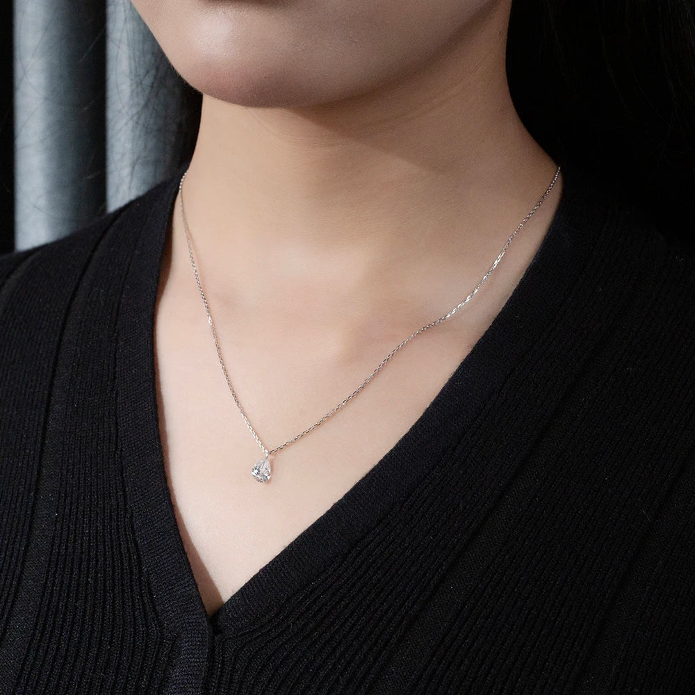 Gemfiori MSN-955 9k with 1ct Pear Cut Diamond Pendant Necklace for Woman Custom Jewelry Valentine's Gift for Girlfriend Good Price