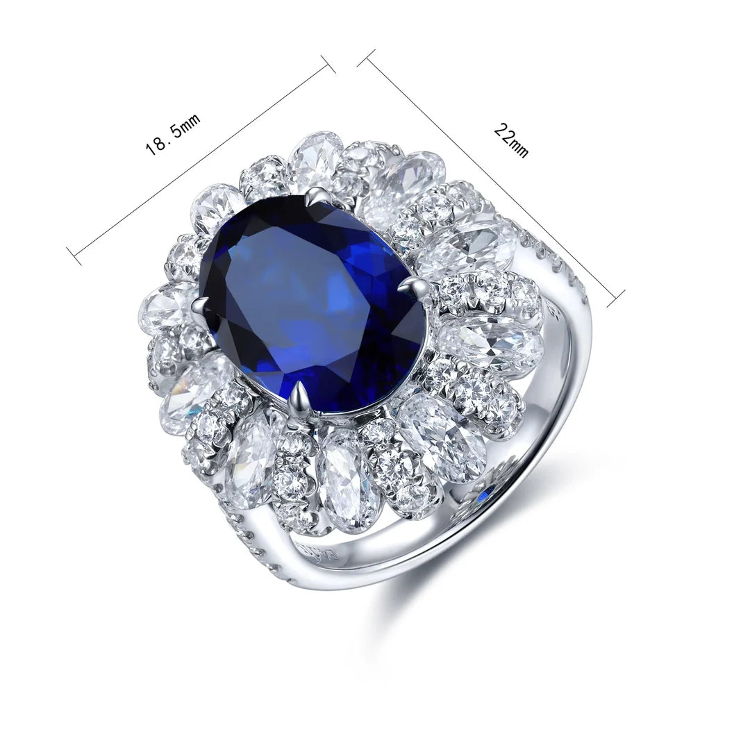 Gemfiori Jewelry Trendy High Quality S925 Silver Cultivated Sapphire Ring Unisex Engagement Ring for Wedding Party or Gift