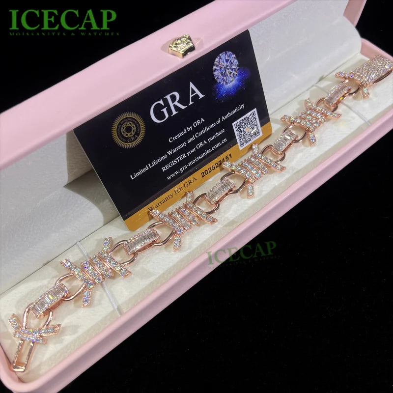 Icecap 20mm Personalized Cuban Chain Jewelry Set Iced Out VVS Moissanite Diamond Necklace and Bracelet for Rapper Hip Hop Chain