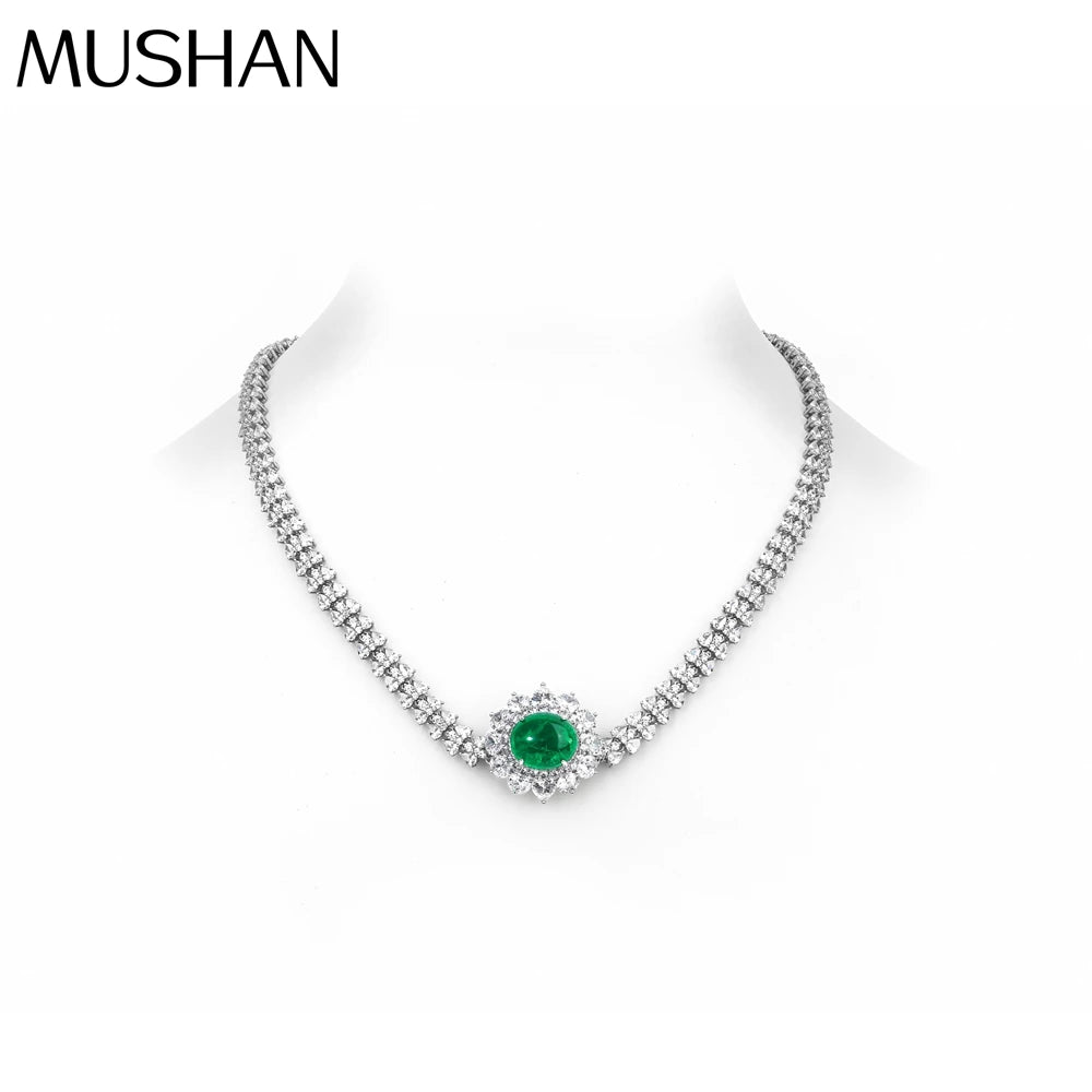 MUSHAN Jewelry Factory S925 Sterling Silver Necklace Light Luxury Electroplated White Gold High Carbon Diamond Jewelry