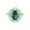 High Quality Fine Jewelry 925 Sterling Silver Green Zircon Ring for Women Gifts Emerald Luxury Women's Green Stone Ring Jewelry