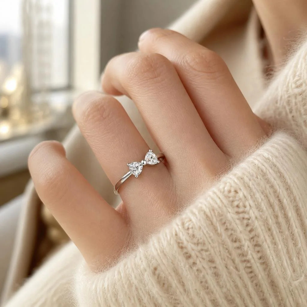 Gioiellieri Sweet Heart Cut 0.5CT D Color VVS2 Lab Grown Diamond Ring 9K 10K 14K 18K Real Gold PT950 Minimalist Band Anniversary Ring