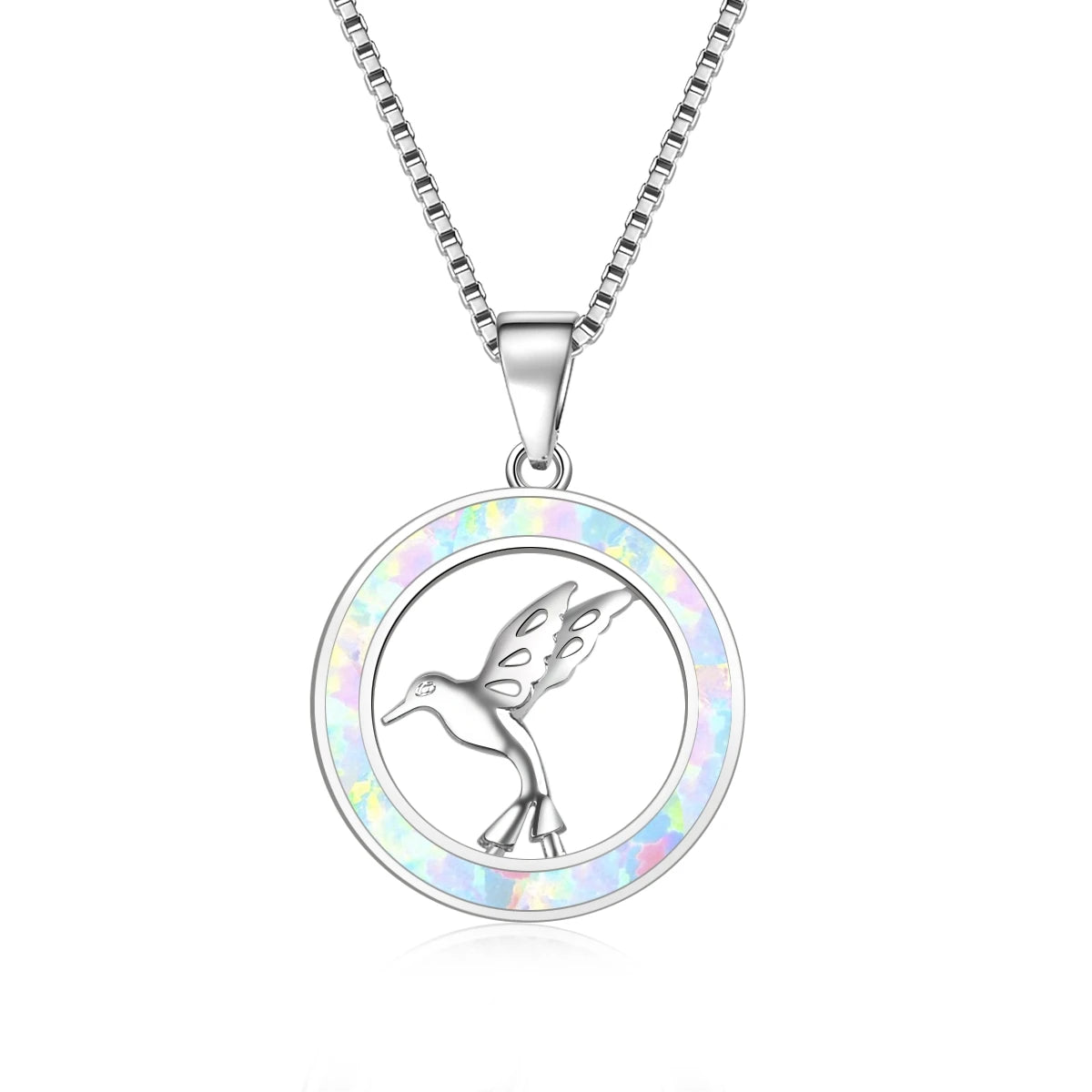 Stylish Bird Pendant Necklace Aobao Opal Inlaid Circle Fashion Jewelry