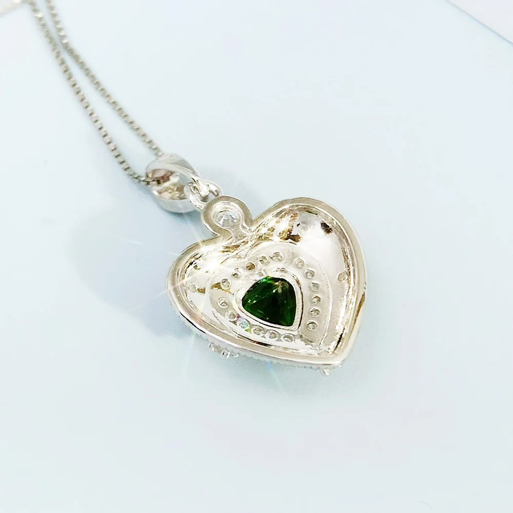 Gioiellieri Natural Chrome Diopside Pendant with S925 Sterling Silver for Women Elegant Green Gemstone Necklace Fine Jewelry Anniversary