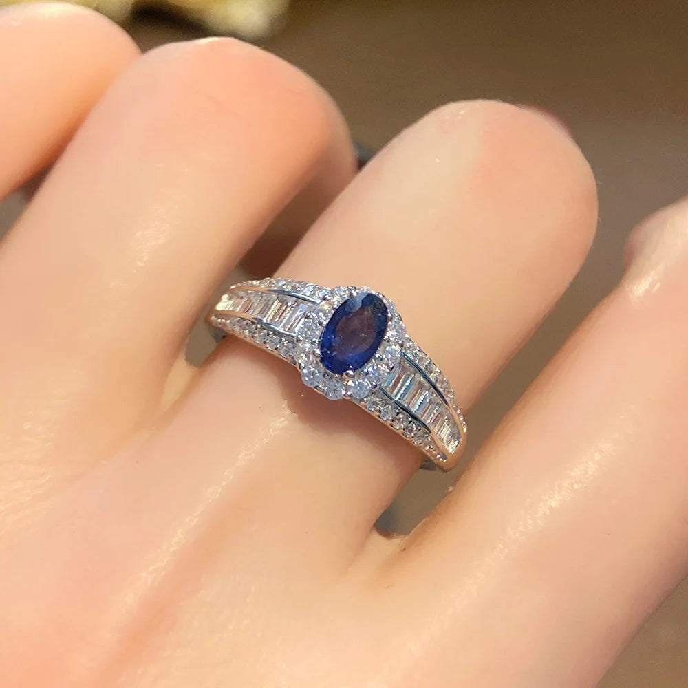 Gioiellieri High End 925 Silver Gemstone Engagement Ring Natural Sapphire Fashion Jewelry for Unisex Wedding Gift
