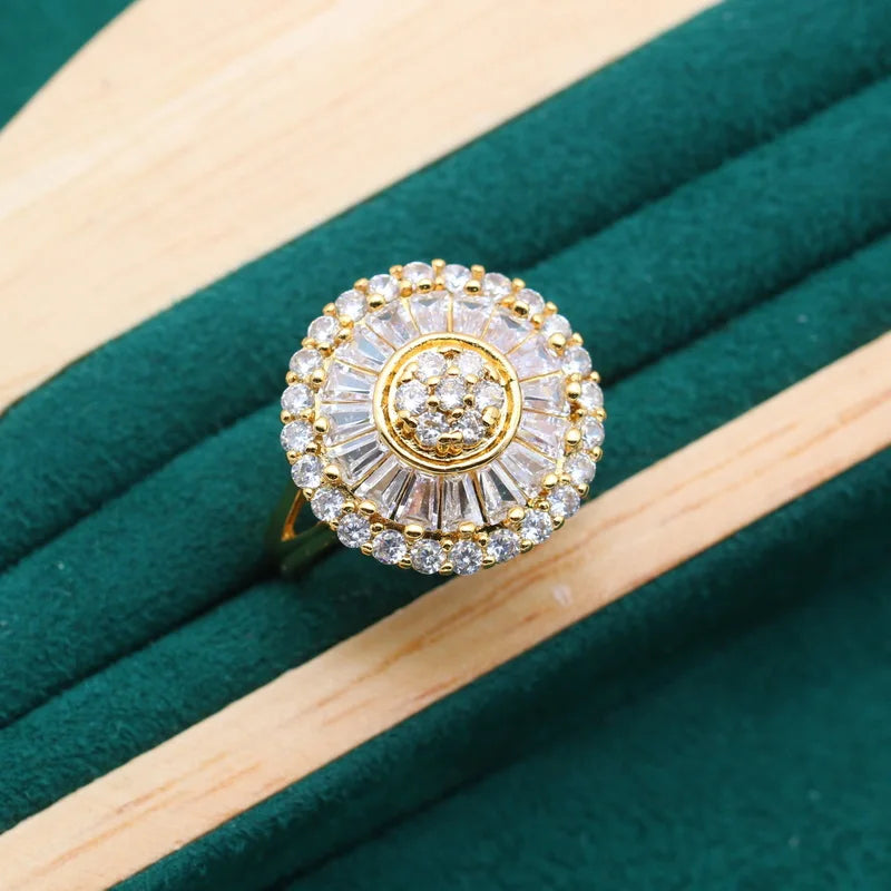 XOTICA Custom 18K Gold and Silver Jewellery Ring Classic White Zircon for Women's Engagement Wedding and Party Gift