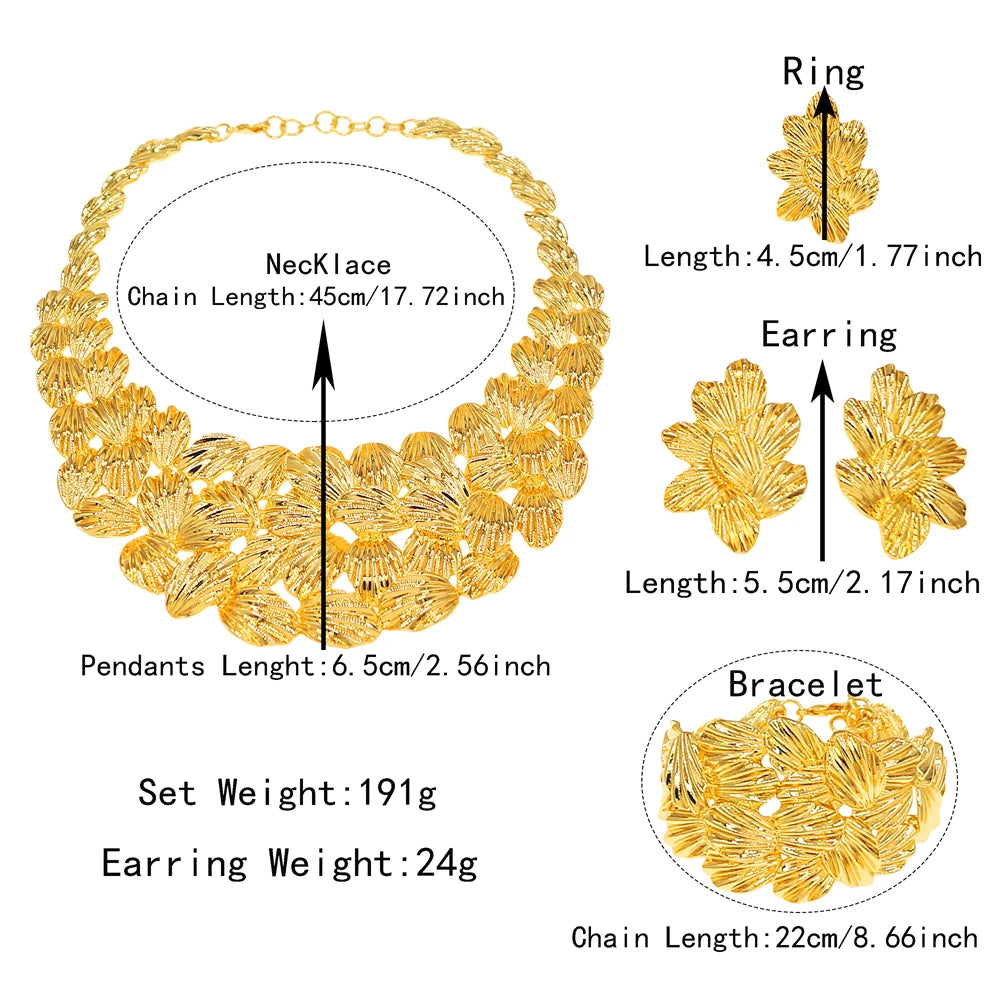Zhuerrui Luxury Gold Plated Jewelry Set Matte Finish Necklace Bracelet Earring Set High-end Italian Design for Party I007520-2