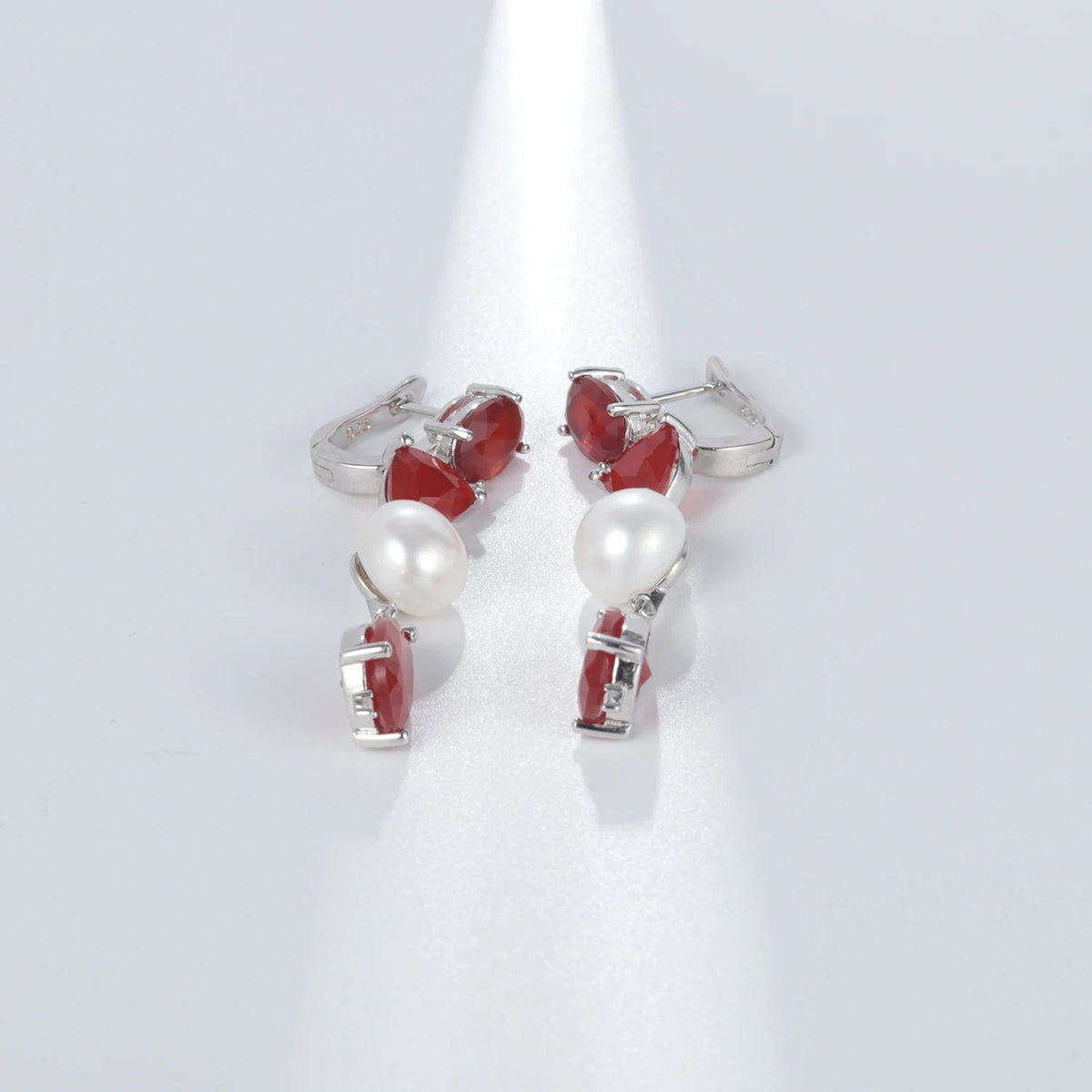 ArtistA Abiding Price Natural Red Agate Freshwater White Pearl Solid 925 Silver Adjustable Ring Pendant Earrings Jewelry Set