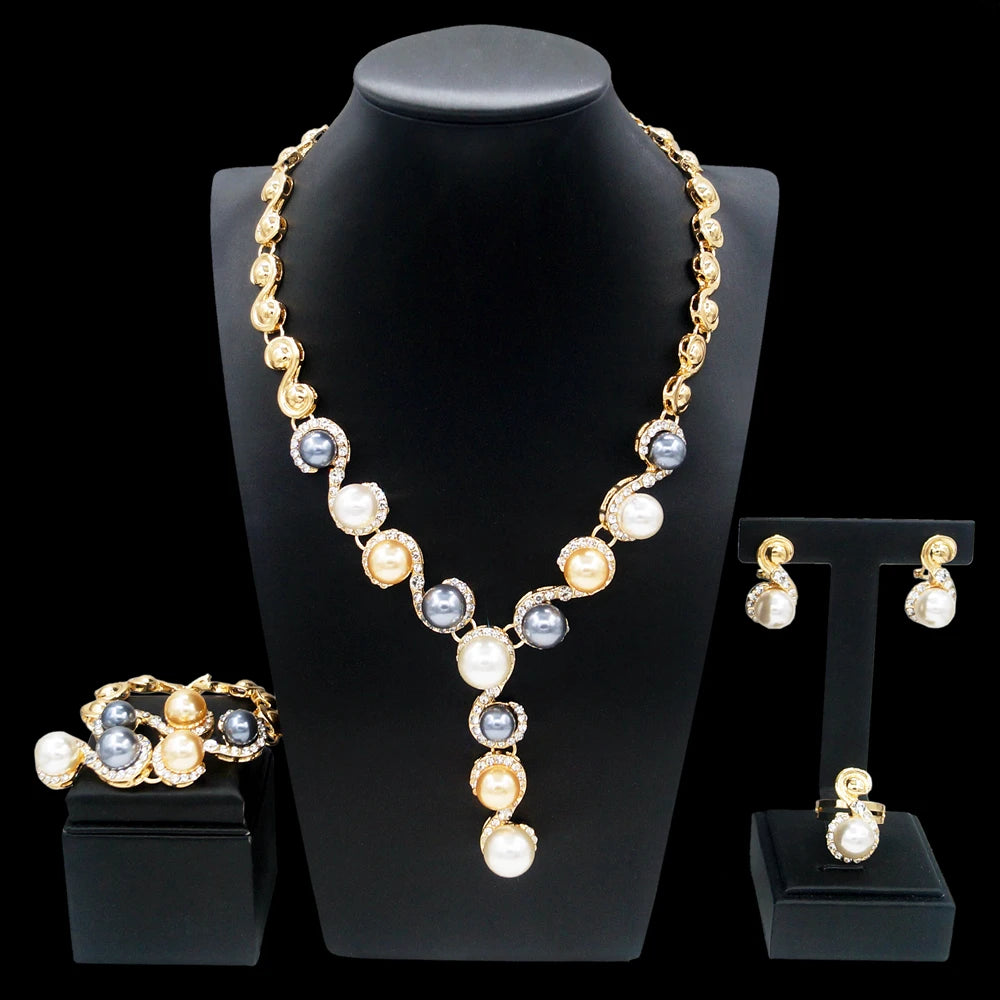 Zhuerrui Italian Gold Plated Jewelry Set 18k Round Earring Sets Luxury Gold Plated Fine Jewelry Set HA10002