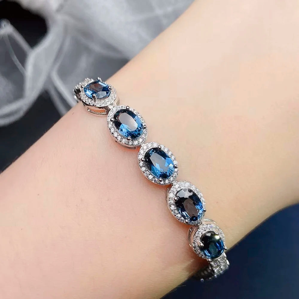 S&S Natural London Blue Topaz Jewellery Set – 925 Sterling Silver – Ring, Pendant & Earrings – Collection