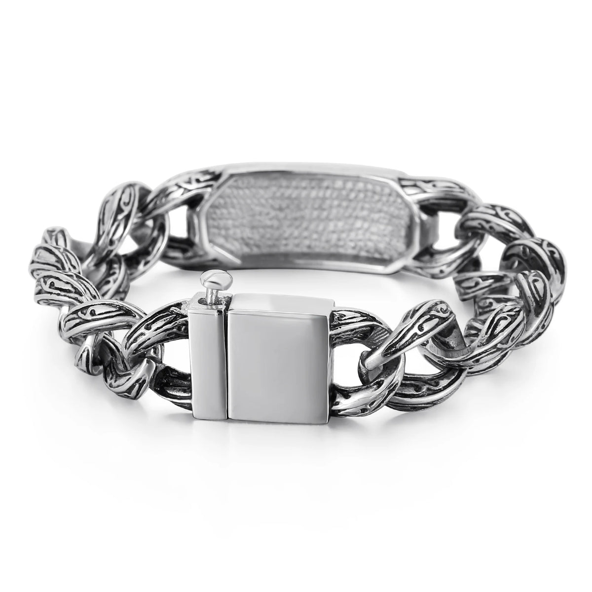 VIKING Mens Vintage Retro Cross Bracelet – Silver Stainless Steel
