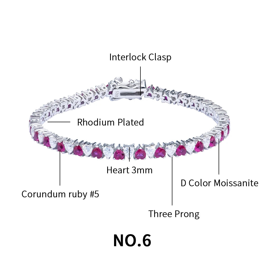 Wholesale Custom Women's Designer Gemstone Luxury 925  Silver Lab Grown Diamond Moissanite Cubic Zirconia Tennis Bracelet