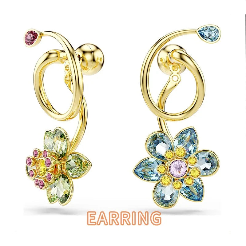 XOTICA Austria Multicolored Series High-Quality Flower-Shaped Crystal Jewelry Set, Jewelry
