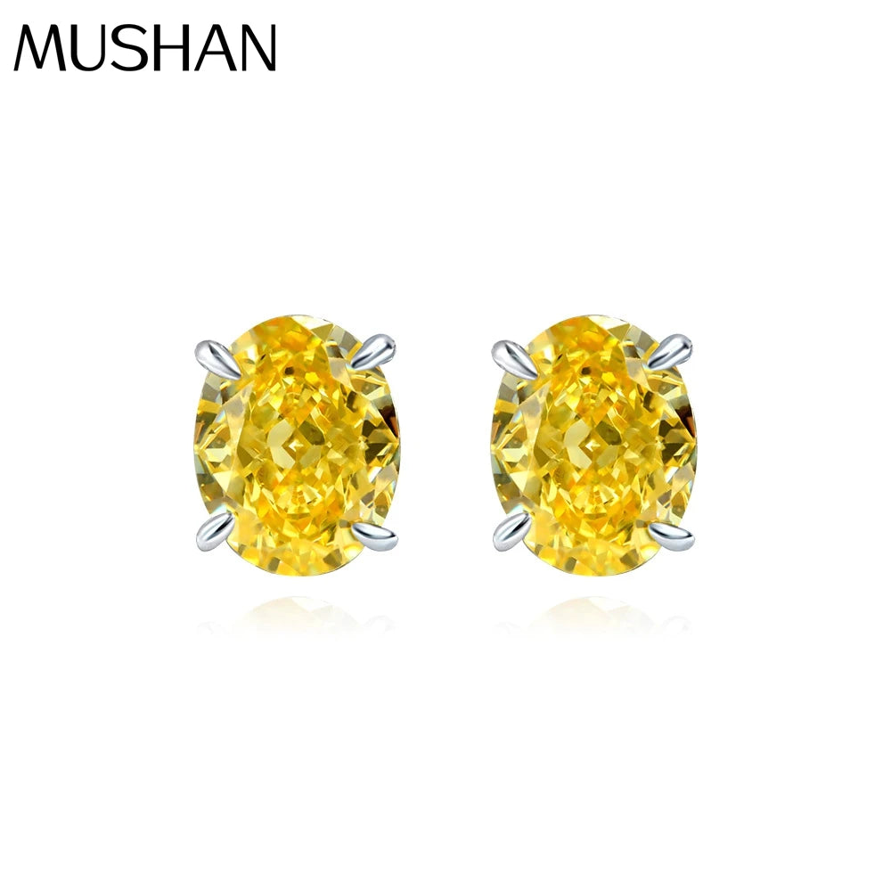 MUSHAN Jewelry Factory 925 Silver 7*9 Sea Blue High Carbon Diamond Earrings Popular European and American Fashion Accessory