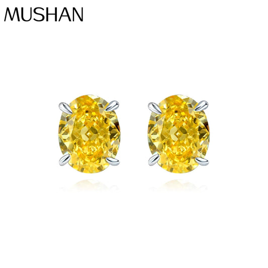 MUSHAN Jewelry Factory 925 Silver 7*9 Sea Blue High Carbon Diamond Earrings Popular European and American Fashion Accessory