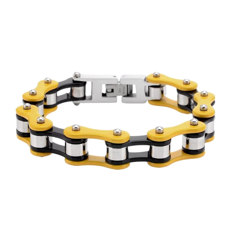 REBEL Stainless Steel Punk Style Geometric Chain Link Bracelet Rock Roll Motorcycle Bicycle Styles Matte Finis