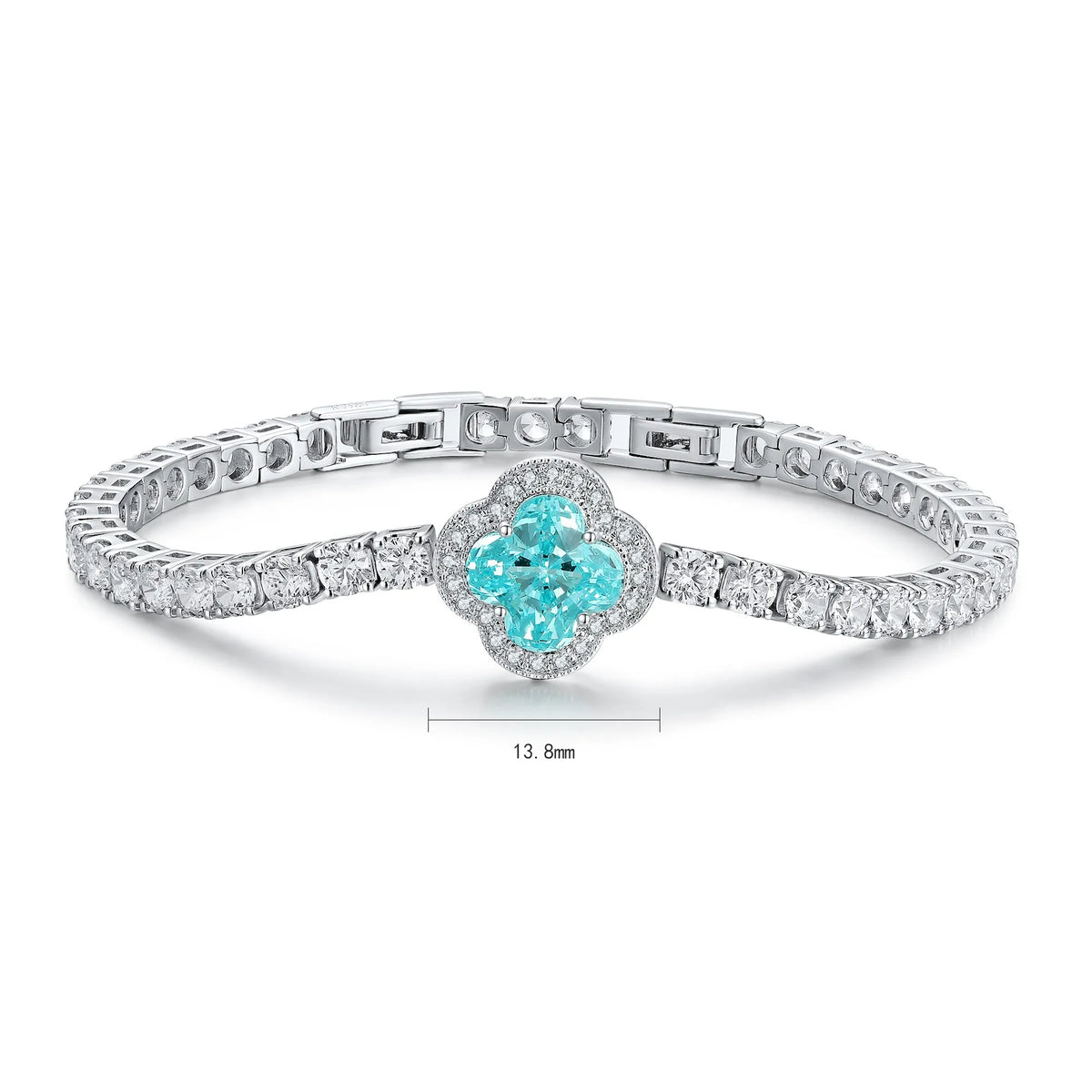 Gemfiori S925 Silver Bangles Chain Bracelet for Women Rhodium Lab Grown Paraiba Gemstone for Wedding Gift Party Engagement Anniversary