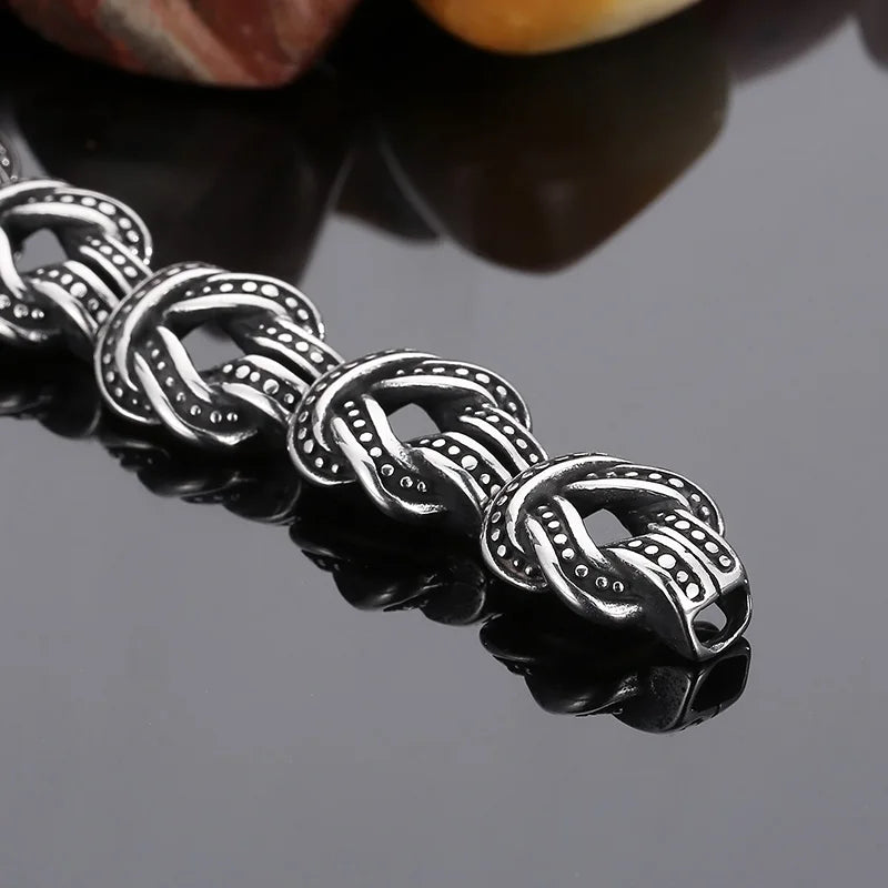 KALEN 220mm Punk Stainless Steel Knot Design Links Bracelet for Men