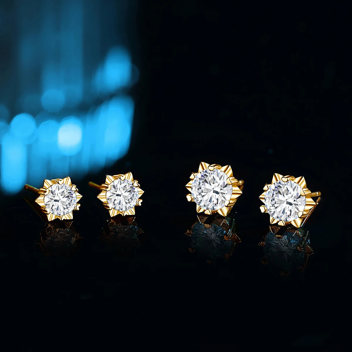 Gioiellieri High-end Jewelry Supplier Moissanite 0.5CT 1CT 2CT 14k Gold VVS1 Moissanite Stud Earrings With Gra Certificate