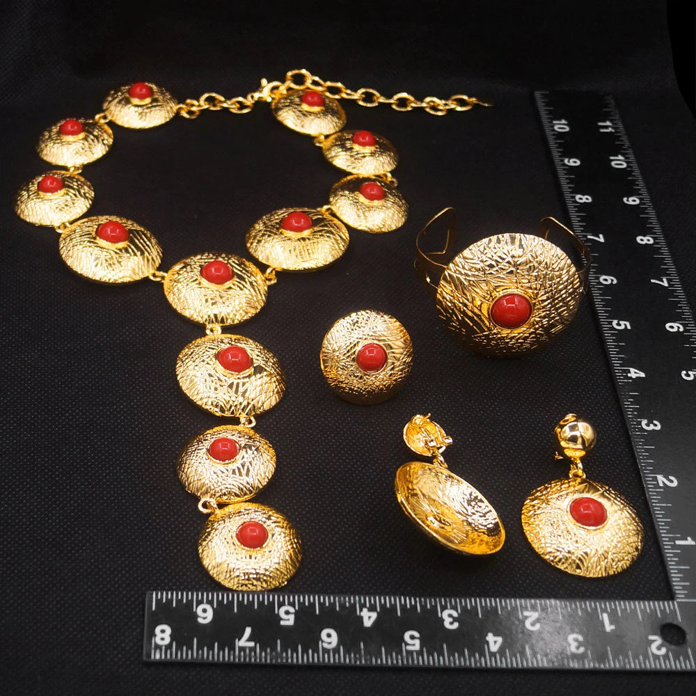 Zhuerrui Italian Gold Plated Jewelry Sets High Quality Brazilian Gold Jewelry Set Necklace Bracelet Chain Jewelry Set H00509