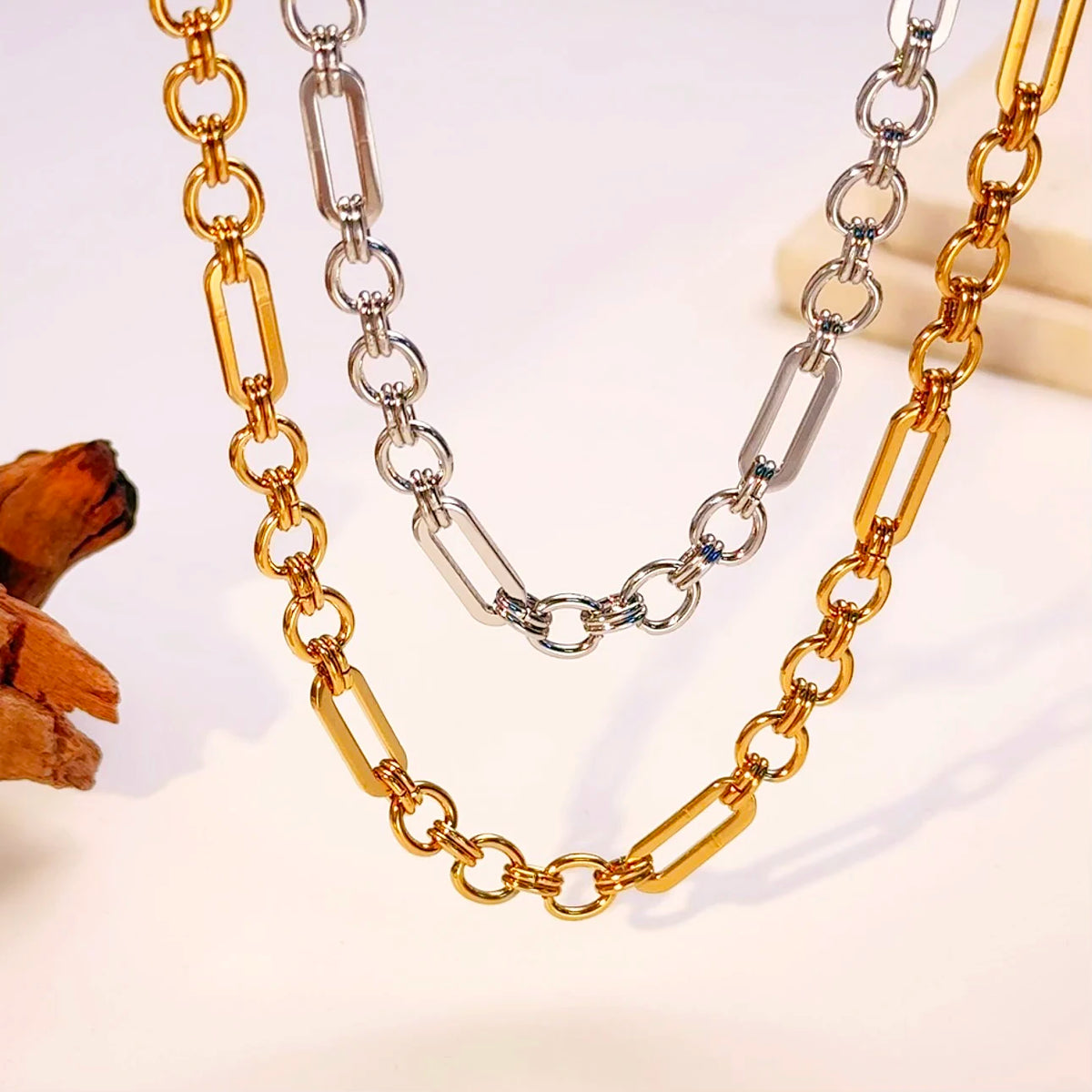 FASHIONISTA Non Tarnish Waterproof Choker Women Stainless Steel Chain Jewelry Making PVD Gold Plated Chunky Necklace DIY Handmade Link Chain