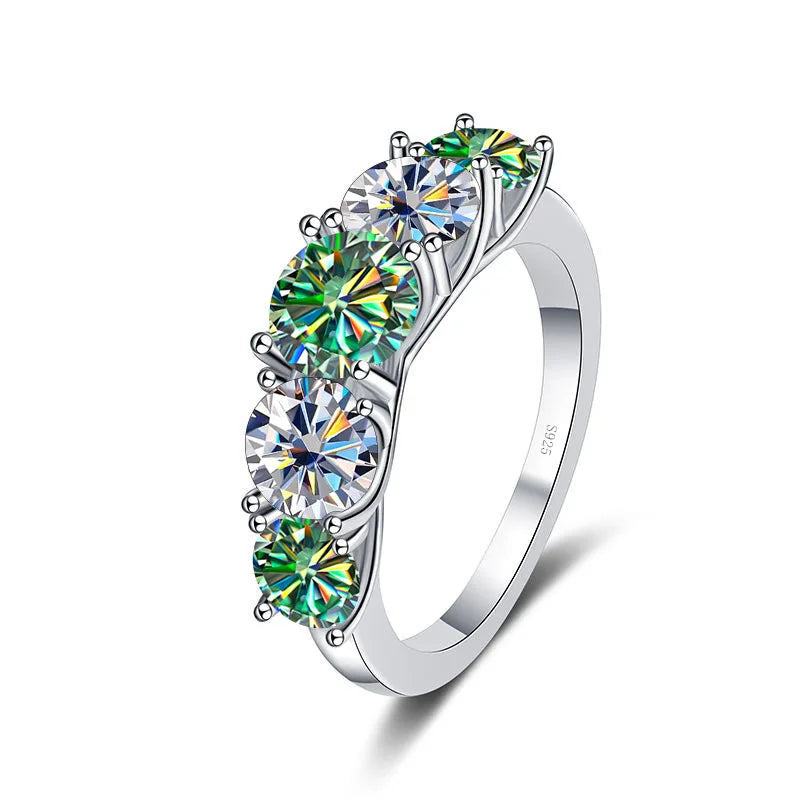Fine 3.6CT VVS1 D Moissanite Row Rings 925 Sterling Silver Jewelry Pass Diamond Tester Colored Moissanite Rings for Women