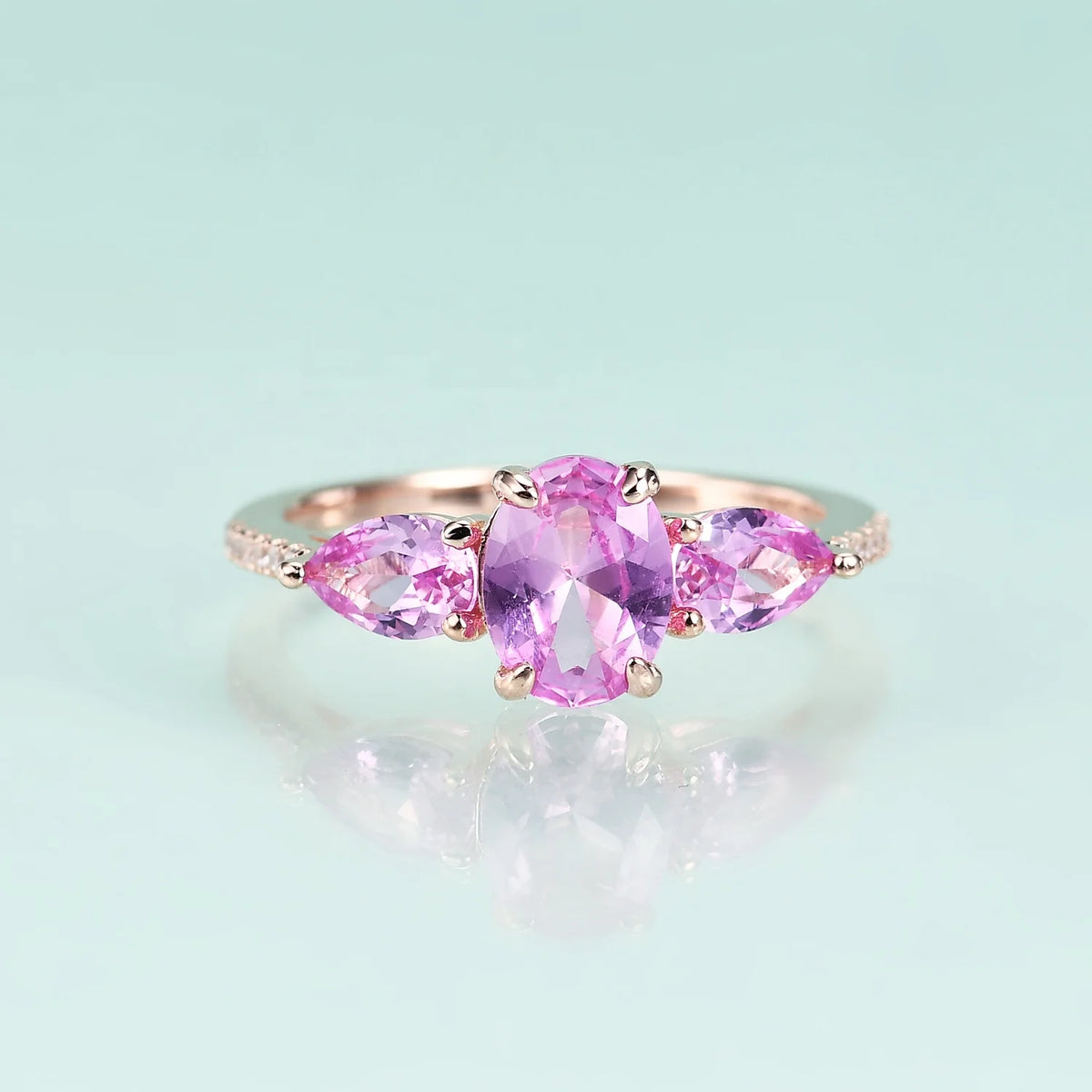 ArtistA Abiding Delicate Trendy Women Jewelry Sterling Silver 925 Rose Gold Plated Ring Lab Grown Pink Sapphire Gemstone Rings