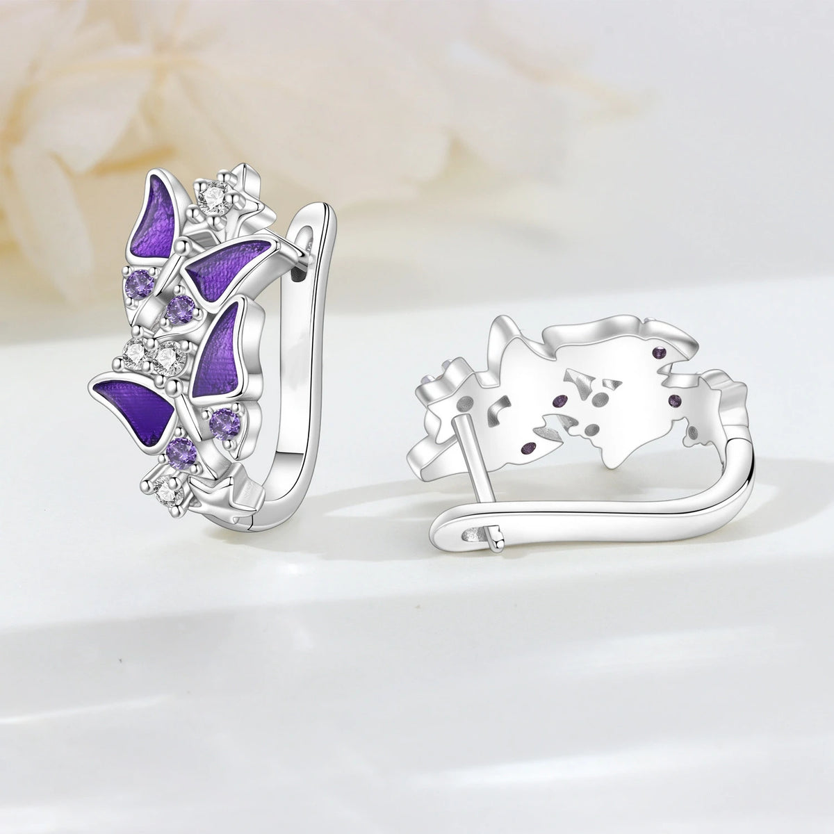 S&S Butterfly Zircon Drop & Stud Earrings | Silver Plated | S&S