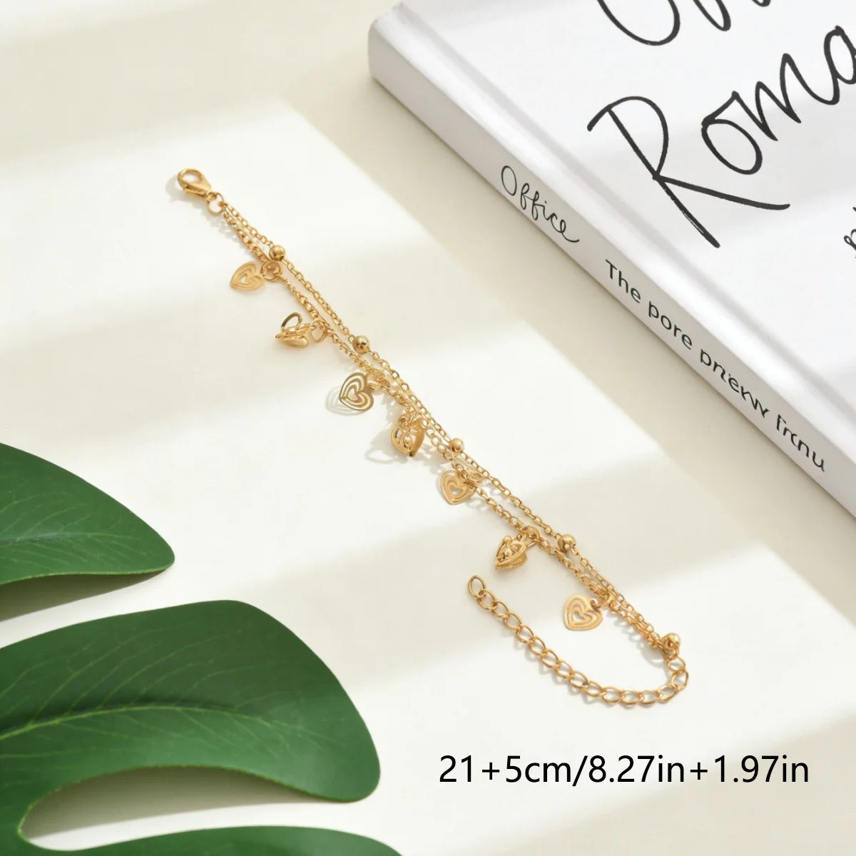 1Pc Women Stainless Steel Hollow 3D Heart Double Layer Classic Anklet Circling Setting Simple Fashion Daily & Party Jewelry