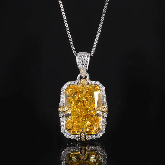 Gemfiori Fashion Jewelry Square Colored Zircon Necklace Pendant Ring Exquisite Luxury Set Jewelry