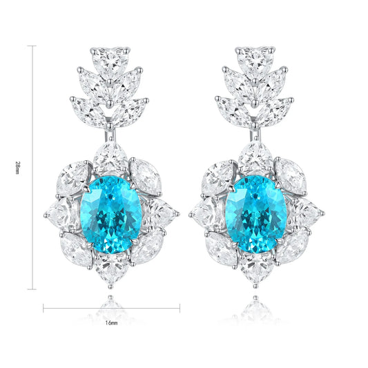 Gemfiori Anster High Quality S925 Lab Grown Paraiba Earring Stud Dainty Gemstone Stud Earrings for Women Daily Wear Gift