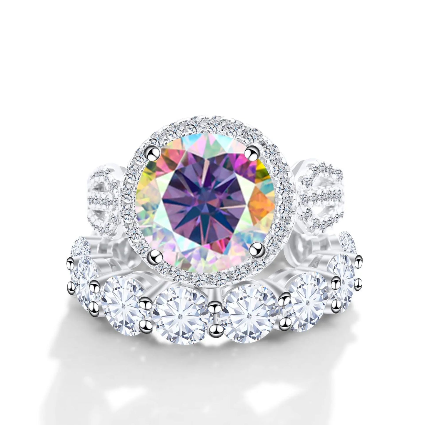 Wholesale Fine Luxury Jewelry Women Red Rings with 12 Carat GRA Certificate Big diamond Moissanite 925 Sterling Silver Ring Sets
