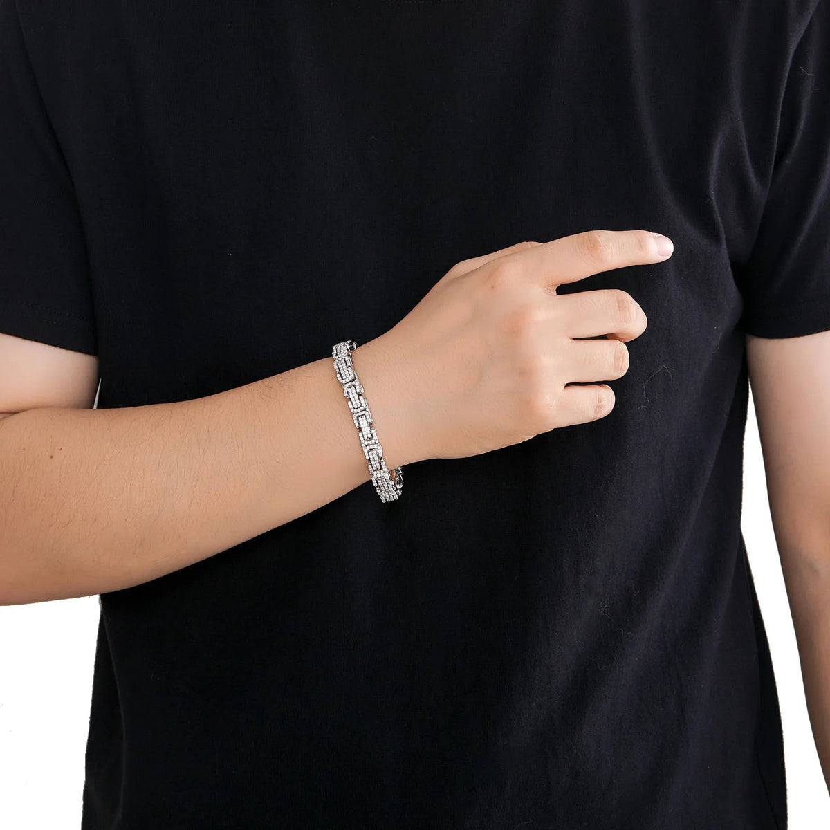 Gem-Island 2024 New 9MM Wide Byzantine Bracelet Micro-zircon Men Accessories Bracelet