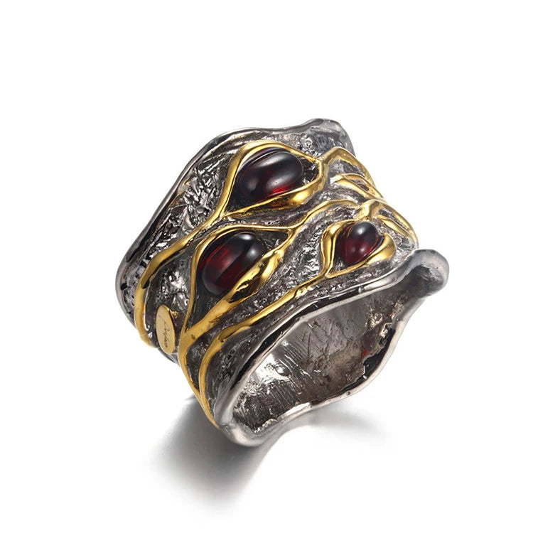 New Design Handmade  Antique 925 Silver Jewelry Garnet Ring