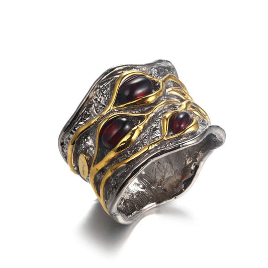 New Design Handmade  Antique 925 Silver Jewelry Garnet Ring