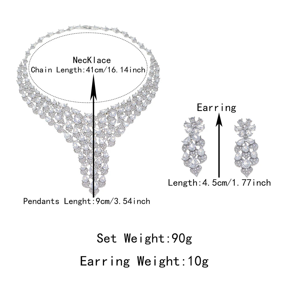 Zhuerrui Fashion Y-shaped Diamond Jewelry Sets Bridal Wedding Outfit Matching Jewelry Set for Women's Parties ZA25001100