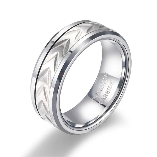 NEWLiFE REBEL Gesture Arc 8mm Ring in Tungsten
