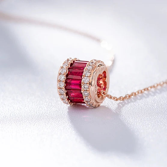 Gemfiori Whole Sale Custom Made Jewelry 18k Real Gold Natural Stone Ruby Jewellery Necklaces