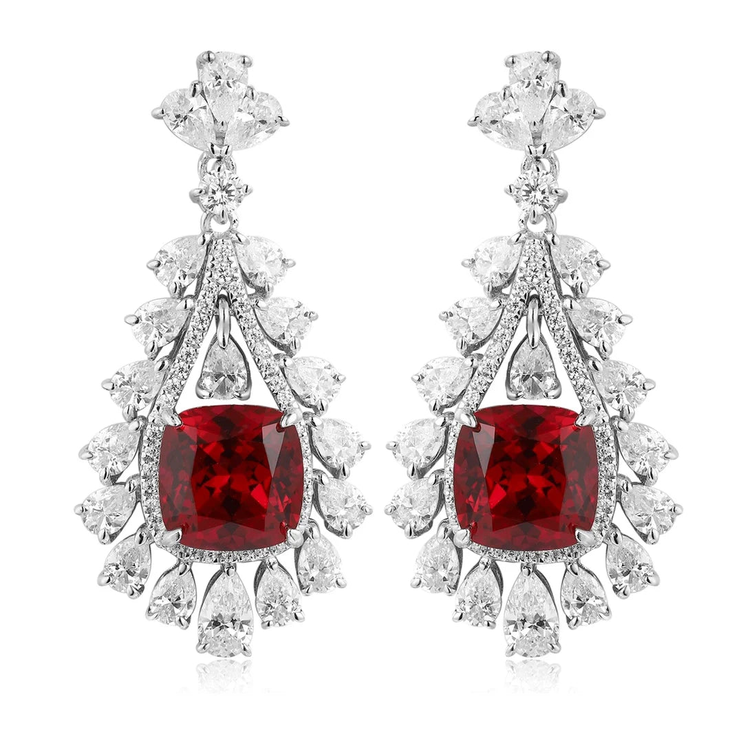 Gemfiori 925 Sterling Silver Earrings Lab Grown Emerald Drop Earrings for Women Vintage Jewelry Gift Idea for Her Wedding Party