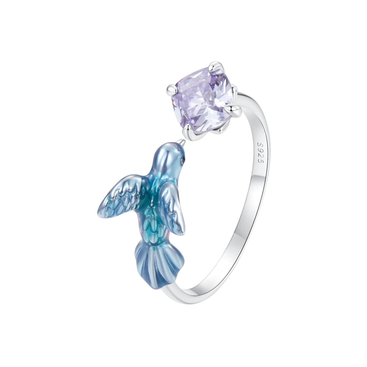S&S 925 Silver Nature Earring & Ring Set – Butterfly, Cherry Blossom & Kingfisher – Platinum Plated – Collection