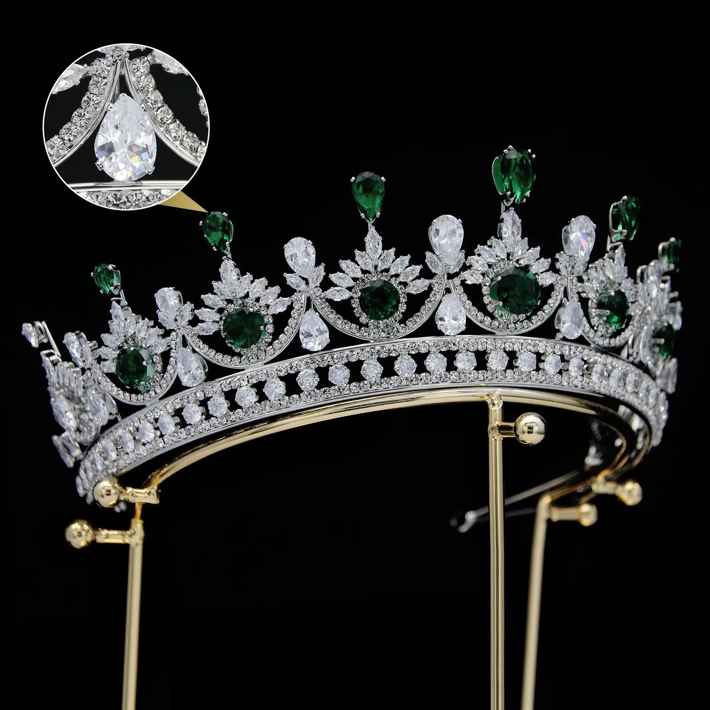 Elegant Luxurious Cubic Zircon Crown Hair Accessory Women's Headdress and Statement Headpiece for Bride Wedding and Pageants