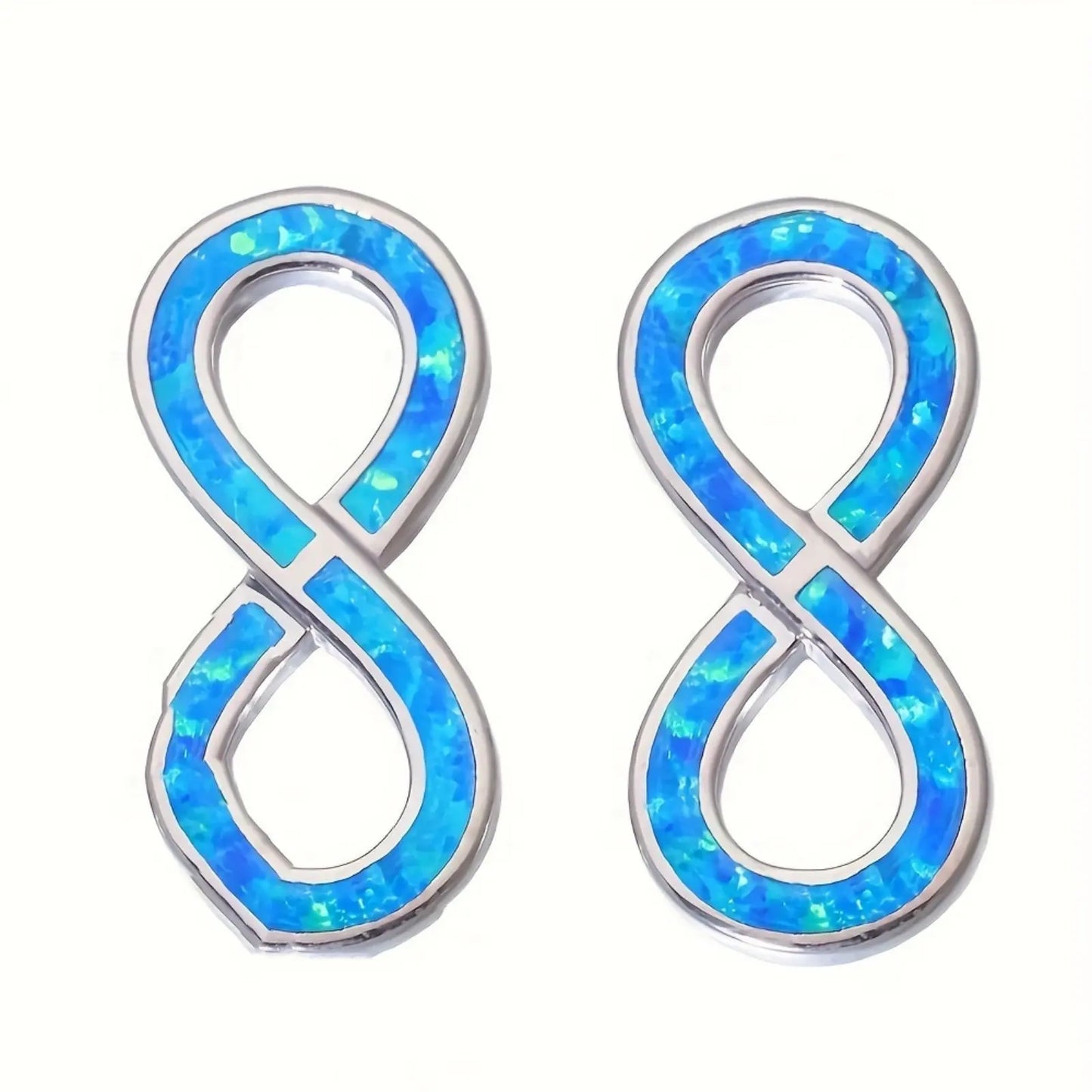 Endless Charm Blue Opal Silver Plated Geometric Christian Bohemian Stud Earrings Hawaiian Viral Jewelry TikTok Hot Seller