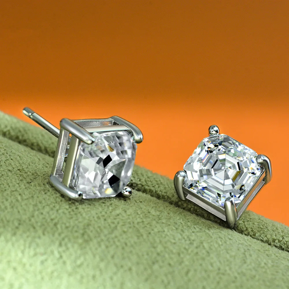 Silverelli | 925 Silver 2ct Pagoda Zircon Stud Earrings | 7×7mm Four Prong | White | Bestseller