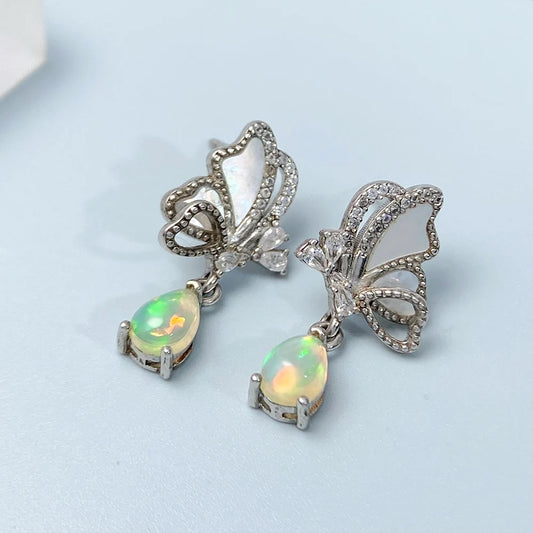 Gioiellieri Sterling Silver 925 Jewelry Natural Opal Stud Earrings for Women Fine Jewelry Fashion Accessories Wedding Gift Gemstones