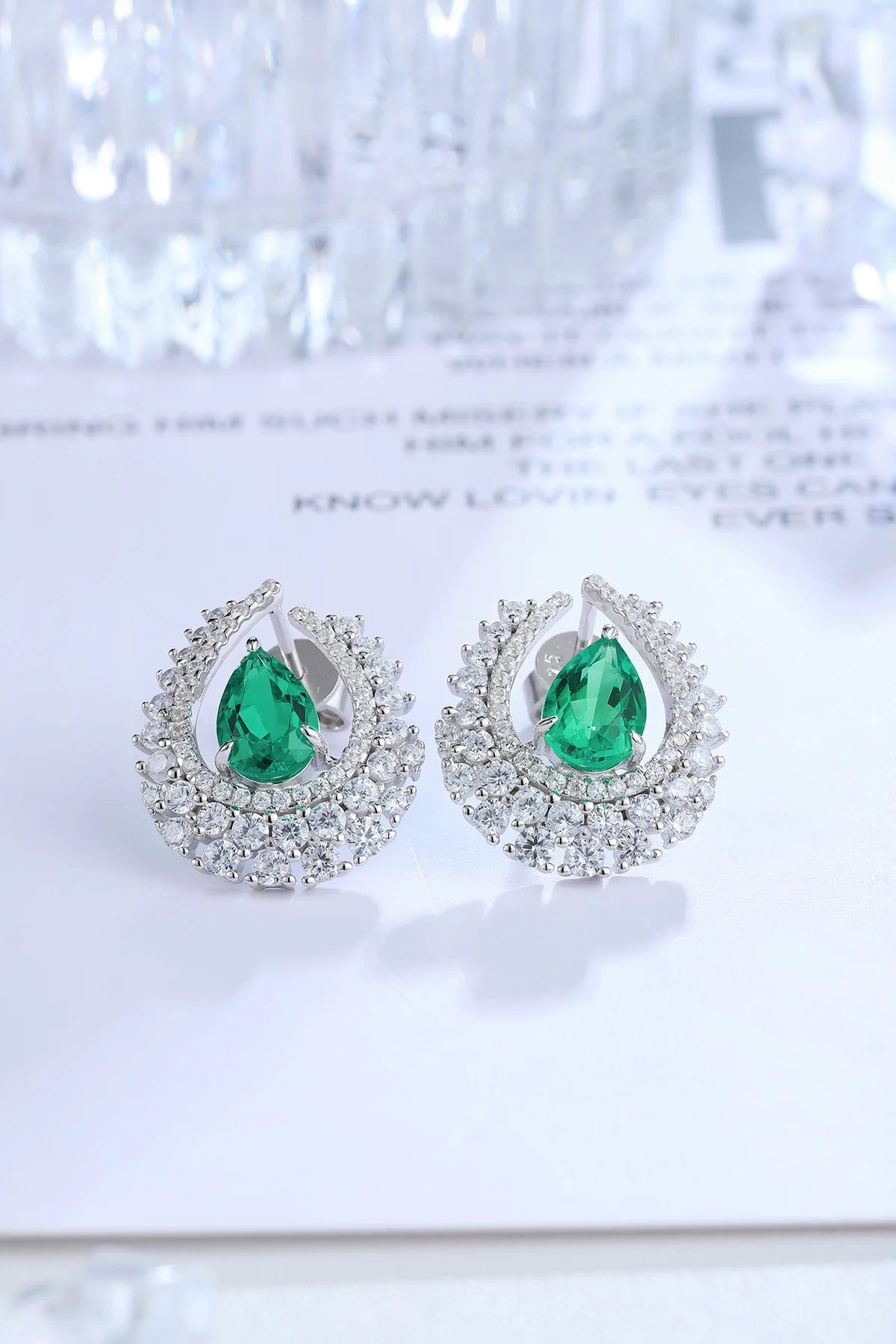 Gemfiori Anster High Quality S925 Lab Grown Emerald Earring Stud Dainty Gemstone Stud Earrings for Women Daily Wear Gift